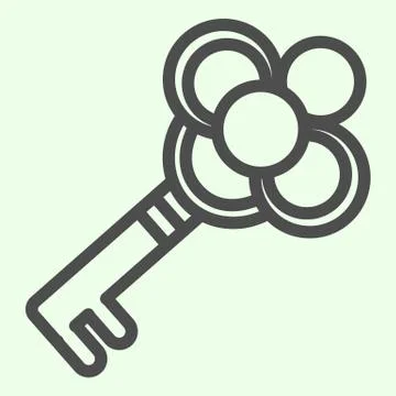 Magic key line icon. Antique vintage keys silhouette outline style pictogram on Stock Illustration