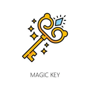 Magic key witchcraft and magic icon, skeleton Stock Illustration