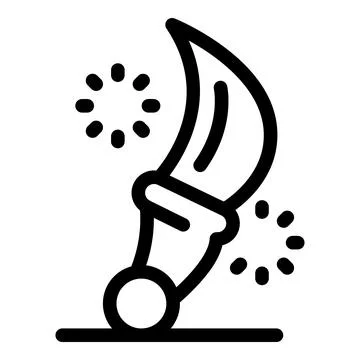 Magic knife embedded in a ball emitting sparkles Stock Illustration