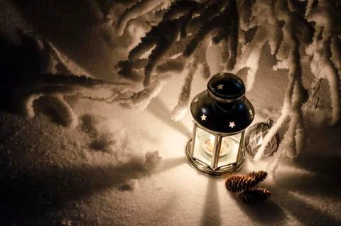 Magic lamp with candle Stock Photos