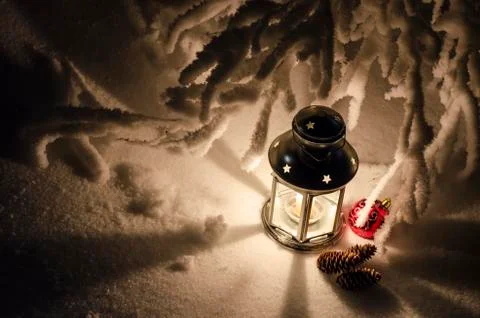 Magic lamp with candle Stock Photos