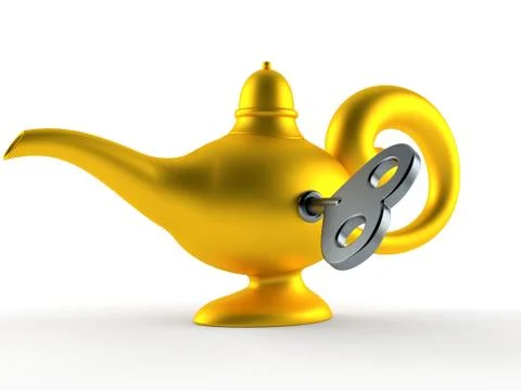 Magic lamp with clockwork key 스톡 일러스트