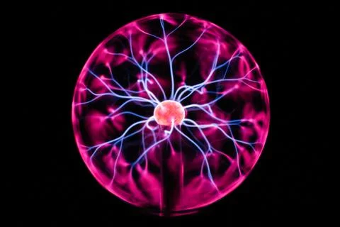 Magic lamp in the dark. Lightning inside the glass ball. Black background Stock Photos
