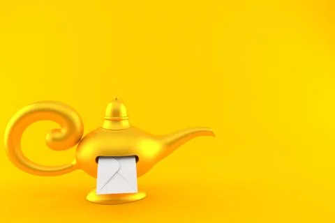 Magic lamp with envelope inside Stock Illustration