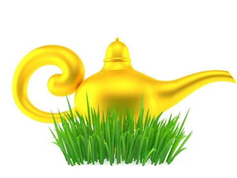 Magic lamp on grass Stock Illustration