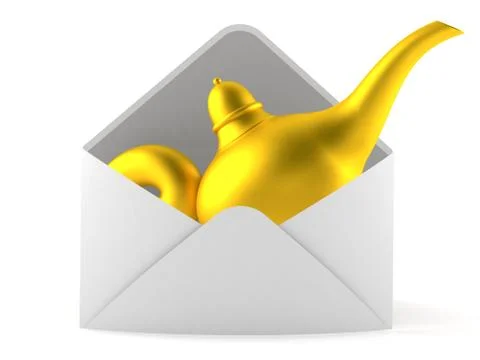 Magic lamp inside envelope Stock Illustration