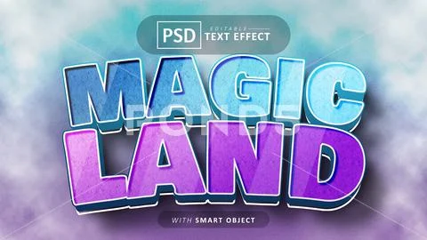 Magic land cartoon style text effect PSD Template