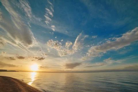 Magic landscape of cloudly sunrise Foto stock