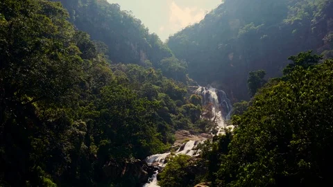 Magic landscape in green mountains with waterfall Video stock 76256337