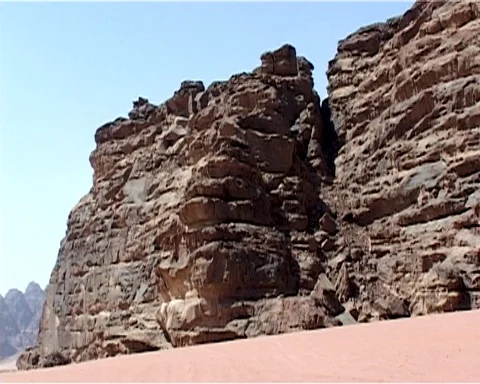 Magic landscapes of Wadi Rum Desert, Jordan. Mountains in lifeless desert. Stock Footage 120803918