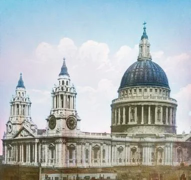 Magic Lantern slide circa 1900 hand coloured views of London, England Foto stock