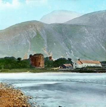 Magic Lantern slide circa 1900 hand coloured. Victorian/Edwardian era. Inverl Foto stock