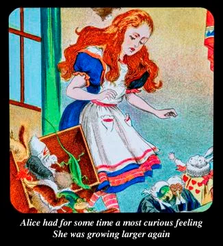 Magic Lantern slide circa 1900 hand coloured. Victorian/Edwardian era. Alice 写真素材