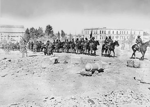 Magic lantern slide WW1, 1914-1918, World war one images. General Chauvel, e 스톡 사진