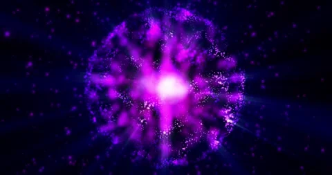 Magic light ball, energy sphere of particles and waves, glows with neon rays Stock Footage 240998497