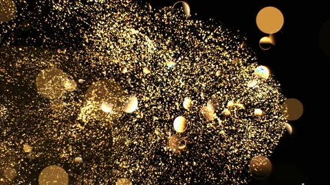 Magic Light Golden Glitter Sparkling particles with Bokeh Lights. Stock Footage 167055648