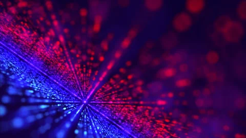 Magic light rays of glowing particles forming an endless light mirror tunnel. Stock Footage 267967146
