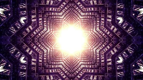 Magic light in star shaped tunnel 3d illustration Illustrazione stock