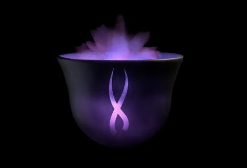 Magic lighting brew in the pot 3d illustration Stock Illustration