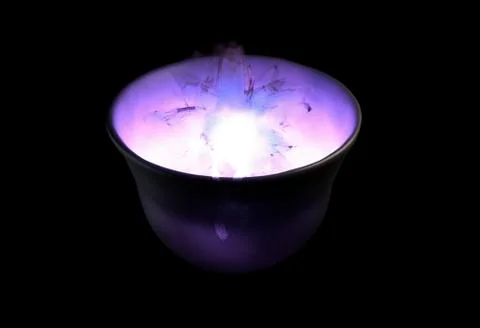 Magic lighting brew in the pot 3d illustration Stock Illustration