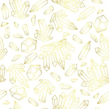 Magic linear gold crystal seamless pattern vector Stock Illustration