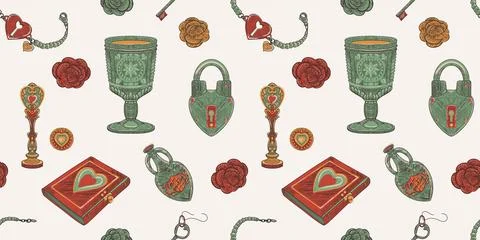 Magic of love seamless pattern Illustrazione stock