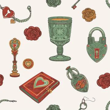 Magic of love seamless pattern Stock Illustration