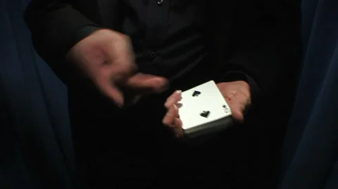 Magic - Magician Performs Card Trick HD Stock Footage 47900600