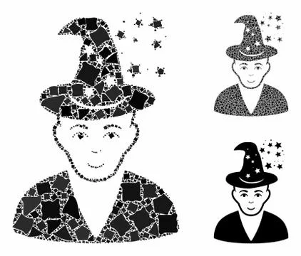 Magic master Mosaic Icon of Tuberous Items 스톡 일러스트