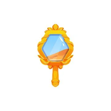 Magic mirror in golden frame of princess or witch. Stock Illustration
