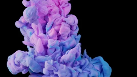 Magic mixing of color. Cloud of silky ink in water isolated on black background Video stock 244113582