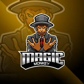 Magic monkey esport mascot logo Stock Illustration