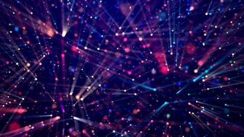 Magic multicolored sparkles of light with rays form flickering abstract simple Ilustración de archivo