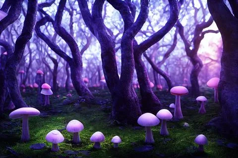 Magic Mushroom Forest Stock Illustration
