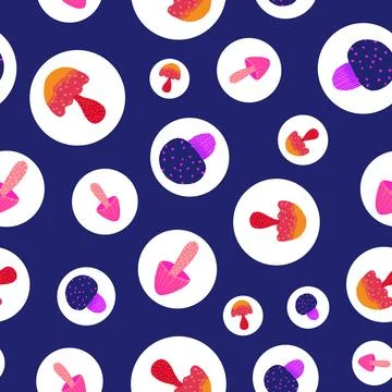 Magic mushrooms abstract background seamless pattern Stock Illustration