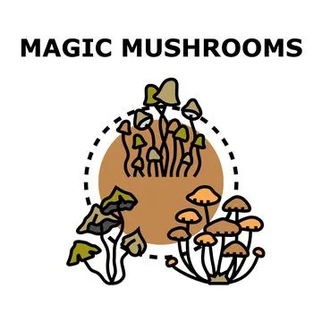 Magic mushrooms concept for psychedelic experience illustration Stockillustratie