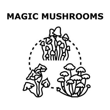 Magic mushrooms concept for psychedelic experience illustration Stockillustratie