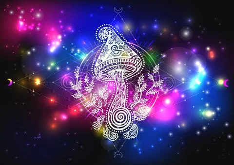 Magic Mushrooms hallucination. Vector illustration Stock-Illustration