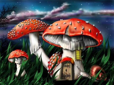 Magic mushrooms Stock Illustration