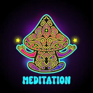 Magic Mushrooms. Psychedelic pattern fluorescent, neon Stock-Illustration