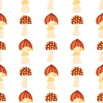 Magic mushrooms seamless pattern. Psychedelic hallucination. 60s hippie color Stock Illustration