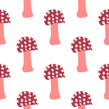 Magic mushrooms seamless pattern. Psychedelic hallucination. 60s hippie color Stock Illustration