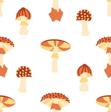Magic mushrooms seamless pattern. Psychedelic hallucination. 60s hippie color Stock Illustration