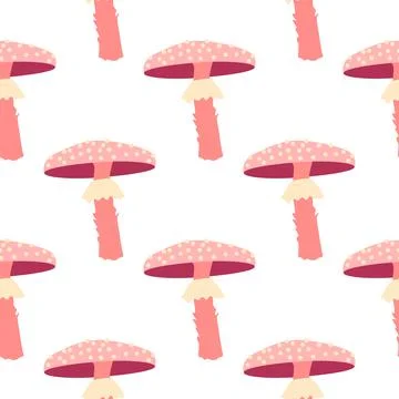 Magic mushrooms seamless pattern. Psychedelic hallucination. 60s hippie color Stock Illustration