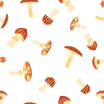 Magic mushrooms seamless pattern. Psychedelic hallucination. 60s hippie color Stock Illustration