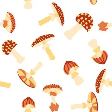 Magic mushrooms seamless pattern. Psychedelic hallucination. 60s hippie color Stock Illustration