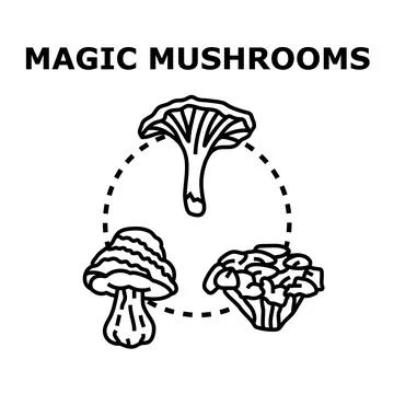 Magic mushrooms vector icon set illustration Stock Illustration