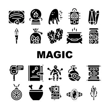 Magic Mystery Objects Collection Icons Set Vector 스톡 일러스트