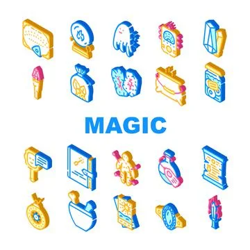 Magic Mystery Objects Collection Icons Set Vector 스톡 일러스트