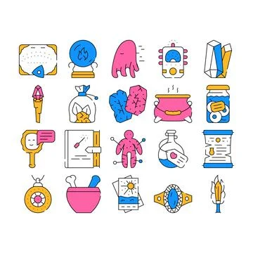 Magic Mystery Objects Collection Icons Set Vector イラスト素材